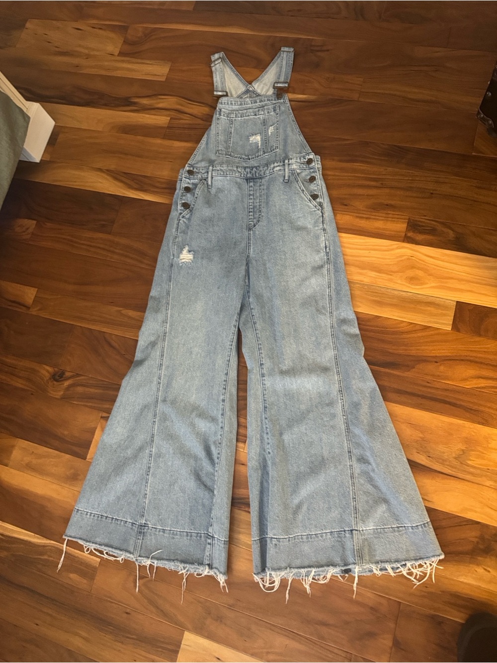 Show Me Your MuMu Light Blue Denim Wide-Leg Overalls